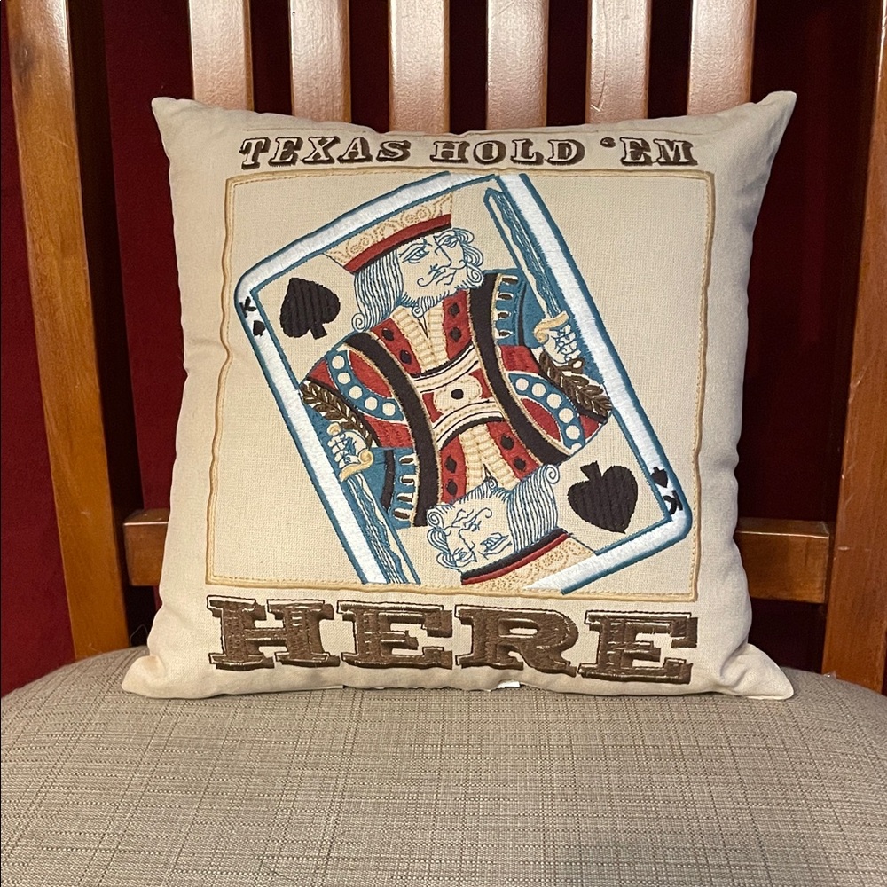 Pottery Barn Embroidered Texas Hold 'Em Decorative Pillow - King of Spades